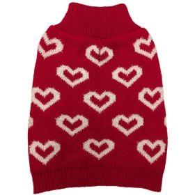 Fashion Pet All Over Hearts Dog Sweater Red (Option: LARGE)