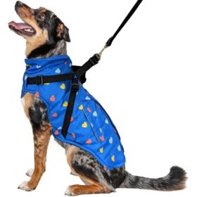 Fashion Pet Puffy Heart Harness Coat Blue (Option: MEDIUM)